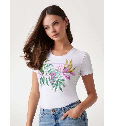 Til kvinder. W5GI07J1314 T-shirt (XS), Casual, Bomuld, Korte ærmer - Guess - Modalova
