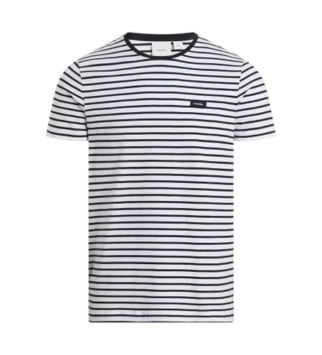 Til mænd. K10K114177 T-shirt Stretch slim stripe , navy (S), Casual, Korte ærmer, Økologisk bomuld, Bæredygtig - Calvin Klein - Modalova