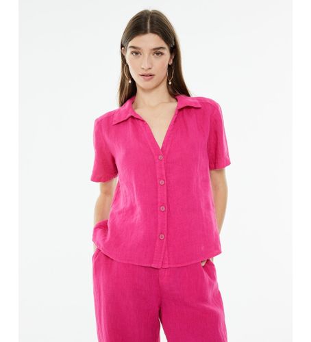 Til kvinder. V25CA420 -skjorte i hør (L), Casual, Pink, Linned, Korte ærmer - SYSTEM ACTION - Modalova