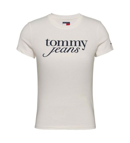 Til kvinder. DW0DW19447 Slim fit T-shirt med hvidt logo (L), Casual, Bomuld, Korte ærmer - Tommy Jeans - Modalova