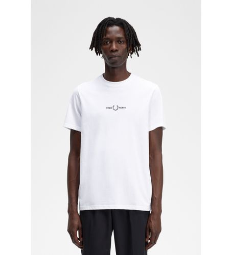 Til mænd. M4580 T-shirt med hvidt logo (XXL), Casual, Bomuld, Korte ærmer - Fred Perry - Modalova