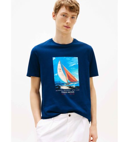 Til mænd. MW0MW38615 T-shirt Foto farve (S), Casual, Korte ærmer, Økologisk bomuld, Bæredygtig - Tommy Hilfiger - Modalova