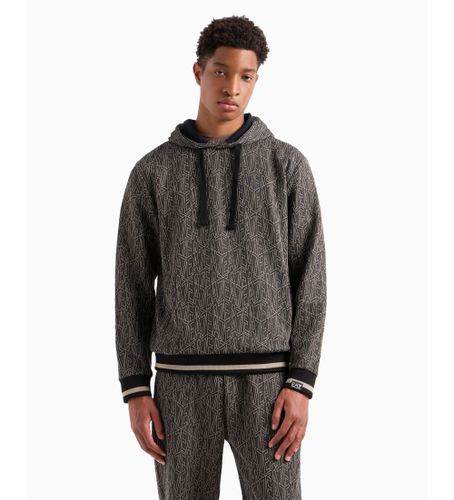 Til mænd. 7M000100_AF13961 Interlock-sweatshirt med hætte og jacquard-stofkonstruktion (3XL), Casual, Sport, Polyester - EA7 - Modalova