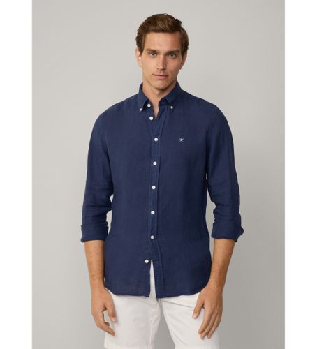 Til mænd. HM3010264 Navy logo-skjorte (M), Casual, Linned, Lange ærmer - Hackett London - Modalova