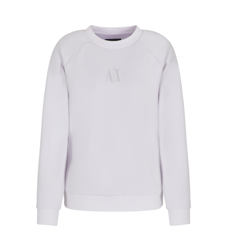 Til kvinder. XW000826AF13397U0002 Sweatshirt med rund hals og hvidt logo (L), Casual, Sport, Multisport, Viscose - Armani Exchange - Modalova