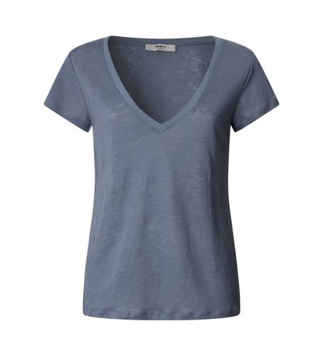 Til kvinder. PL506048 Megan kortærmet T-shirt med V-hals (S), Casual, Bomuld, Korte ærmer, Bæredygtig - Pepe Jeans - Modalova