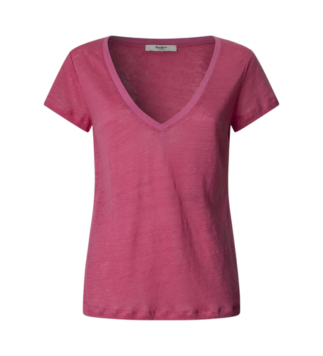 Til kvinder. PL506048 Megan kortærmet V-hals T-shirt (XS), Casual, Bomuld, Korte ærmer, Bæredygtig - Pepe Jeans - Modalova