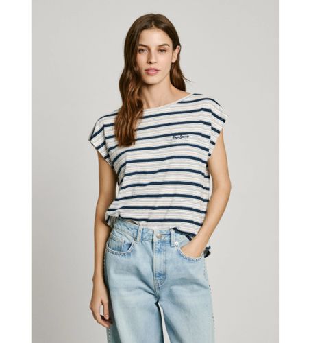 Til kvinder. PL506063 Vanessa navy t-shirt (M), Hvid, Casual, Korte ærmer, Bæredygtig - Pepe Jeans - Modalova