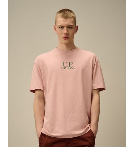 Til mænd. 18CMTS141A005100W T-shirt 30/1 Logo lyserød (L), Casual, , Bomuld, Korte ærmer - C.P. Company - Modalova