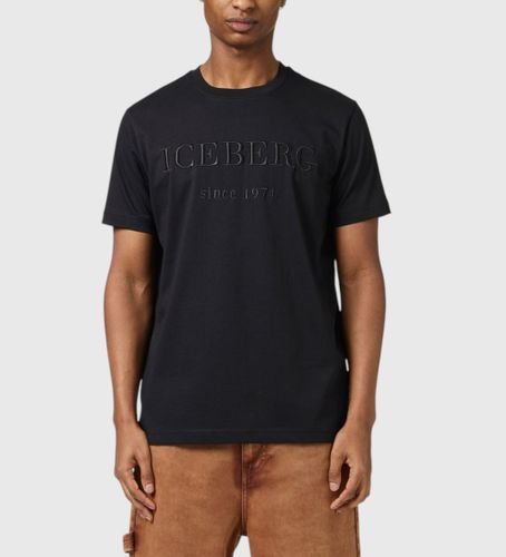 Til mænd. 25EI1P0F0146327 T-shirt med broderet logo (L), Casual, Bomuld, Korte ærmer - Iceberg - Modalova