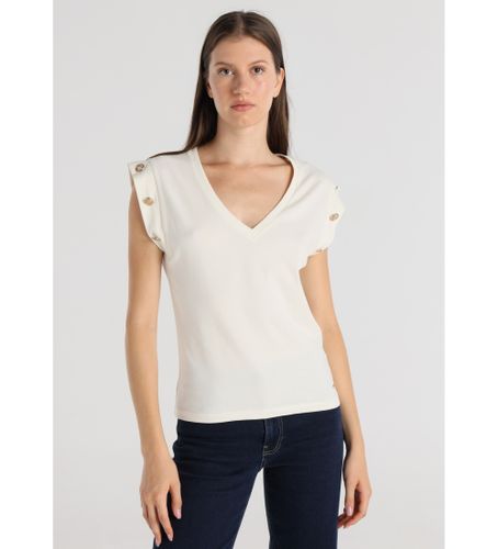 Til kvinder. 320358128 Kortærmet T-shirt med knapdetalje på ærmerne (XS), Casual, Bomuld, Korte ærmer - Victorio & Lucchino, V&L - Modalova