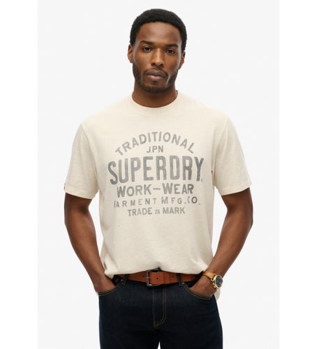 Til mænd. M1012204A Machined Goods Workwear T-shirt creme (S), Casual, Bomuld, Korte ærmer - Superdry - Modalova