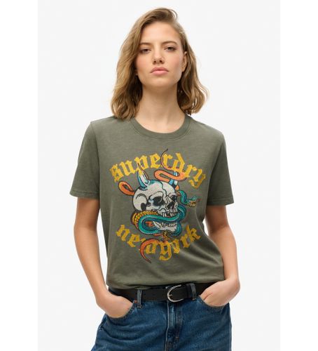 Til kvinder. W1011607A T-shirt med afslappet pasform og Neo Trad-tatoveringsmotiv i (XS), Casual, Bomuld, Korte ærmer - Superdry - Modalova