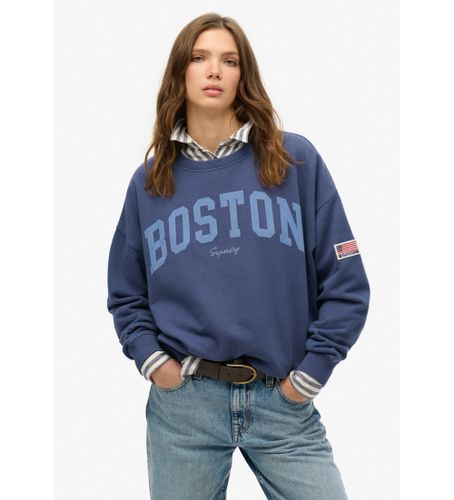 Til kvinder. W2012443A Athletic Essentials navy sweatshirt med rund hals og løs pasform (XS), Casual, Bomuld - Superdry - Modalova