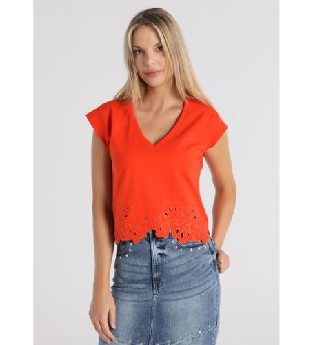 Til kvinder. 423082686 T-shirt Leaf Die Cut Detail (XS), Casual, Modal, Korte ærmer - Lois Jeans - Modalova