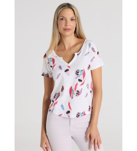 Til kvinder. 423102694 T-shirt med åben hals, (XS), Casual, Bomuld, Korte ærmer - Lois Jeans - Modalova