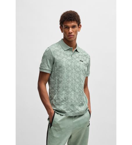 Til mænd. 50538191 Poloshirt i bomuld med cirkulær jacquard i (L), Casual, Korte ærmer - BOSS - Modalova
