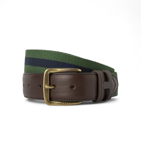 Til mænd. HM4100018 Grønt stribet bælte (L), Casual, Akryl - Hackett London - Modalova