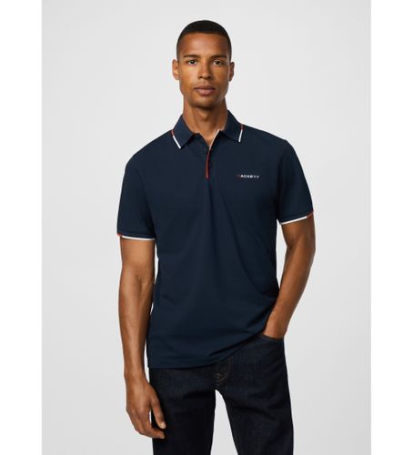 Til mænd. HM5600041 Polo med navyfarvet stolpelukning (L), Casual, Bomuld, Korte ærmer - Hackett London - Modalova