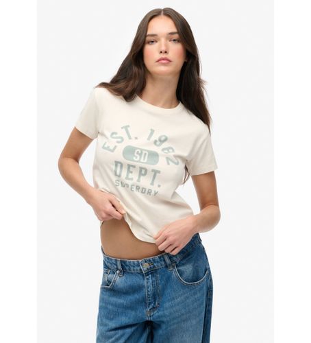 Til kvinder. W1011604A Athletic Fitted T-shirt off-white (S), , Casual, Bomuld, Korte ærmer - Superdry - Modalova