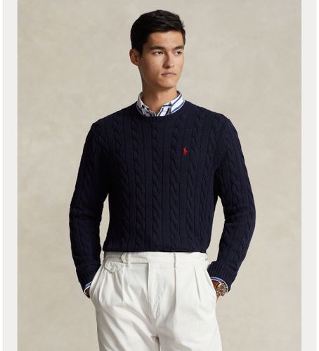 Til mænd. 710775885001 Navy bomuldsflettet strikket bomuldsstrikket trøje (XL), Casual, Lange ærmer - Polo Ralph Lauren - Modalova