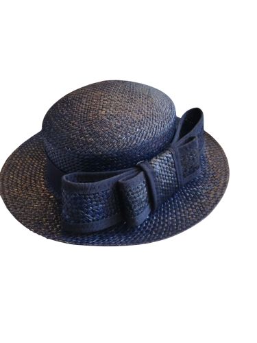 Chapeau de paille bleu marine (B3) - Label Emmaus - Modalova