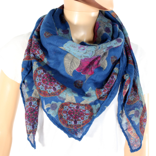 Foulard Femme Bleu Canard - Label Emmaus - Modalova