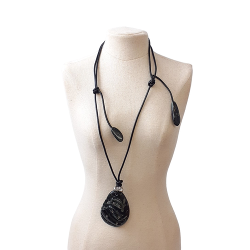 Ensemble collier, bracelet ajustable en pierre hmatite - Label Emmaus - Modalova