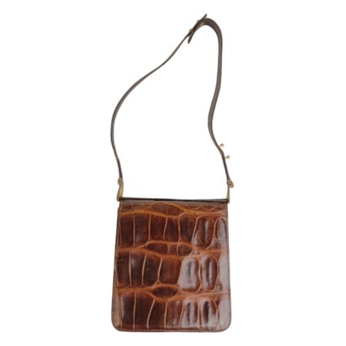 Sac bandoulire/Sacoche en cuir vernis crocodile - Label Emmaus - Modalova