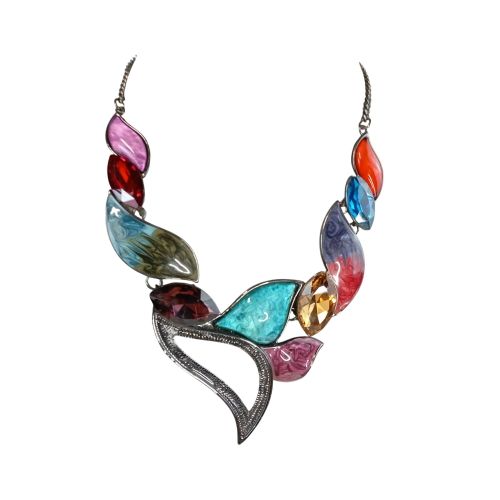 Collier plastron en mtal noir et perles en lucite - belle miss - Modalova