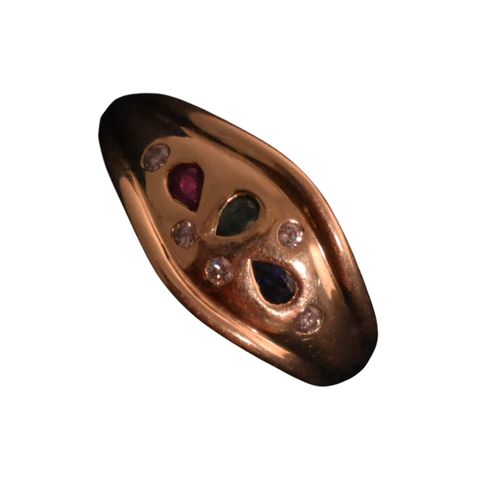 Bague Jonc - Plaqu Or Jaune & Pierres Fines - ni poinonne ni estampille - Modalova