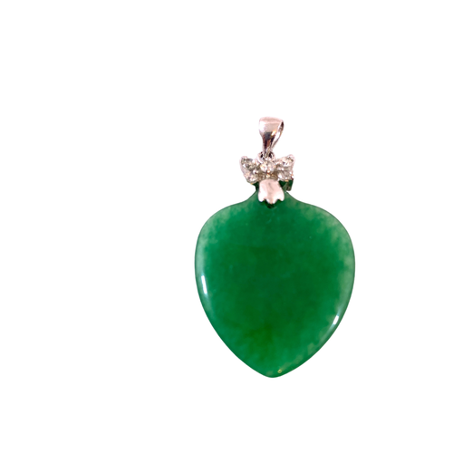 Pendentif "coeur" en pierre de Jade, plaqu or 18 carats - Label Emmaus - Modalova