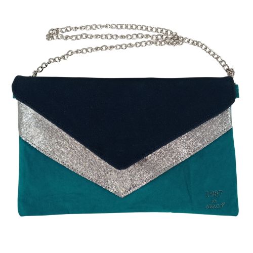 Pochette de la marque de couleurs noir, argent et meraude lanire mtal argent - 1987 by abaco - Modalova