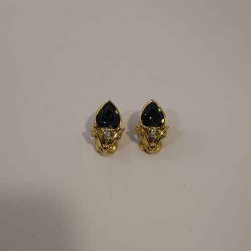 Boucles d'oreilles dor et bleu - Label Emmaus - Modalova