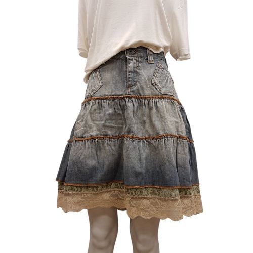 Jupe en jean  volants et dentelle - taille 36 - edc by esprit - Modalova