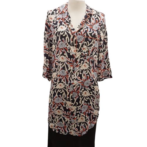 Chemise tunique style pyjama orange et bleue - Taille 36 - monoprix - Modalova