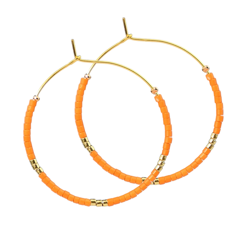 Boucles d'oreilles perles oranges - NEUF - Label Emmaus - Modalova