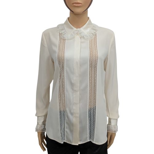 Chemise Chemisier Alexis Mabille x Monoprix T 38 en soie et dentelle ivoire - alexis mabille pour monoprix - Modalova