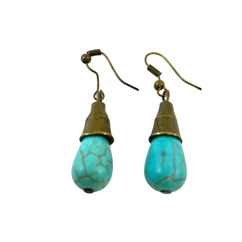 Boucles d'oreilles pierre turquoise - Label Emmaus - Modalova