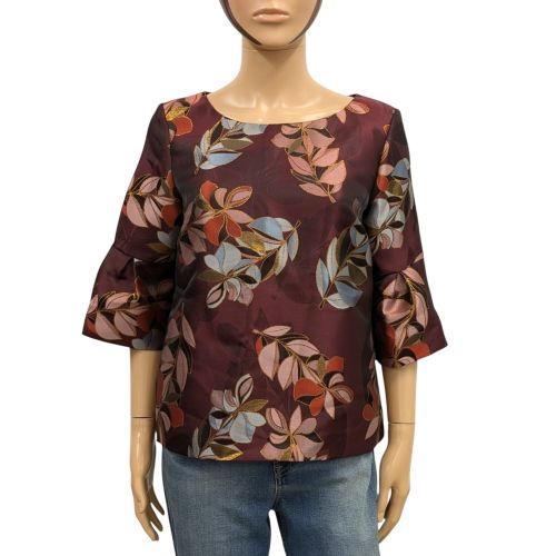 Un Jour Ailleurs T 1 Top Blouse neuve motif floral damass bordeaux Idal soire Cocktail - un jour ailleurs paris - Modalova