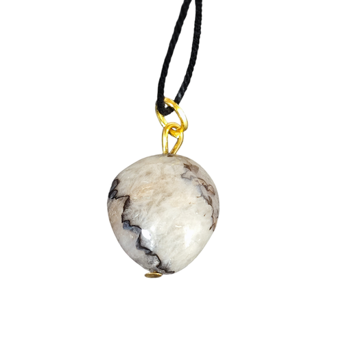 Pendentif en agate mousse - pierre roule - Label Emmaus - Modalova