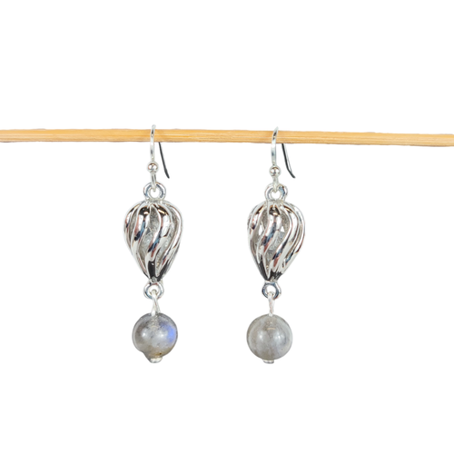 Boucles d'oreilles argentes avec perle de labradorite - Label Emmaus - Modalova