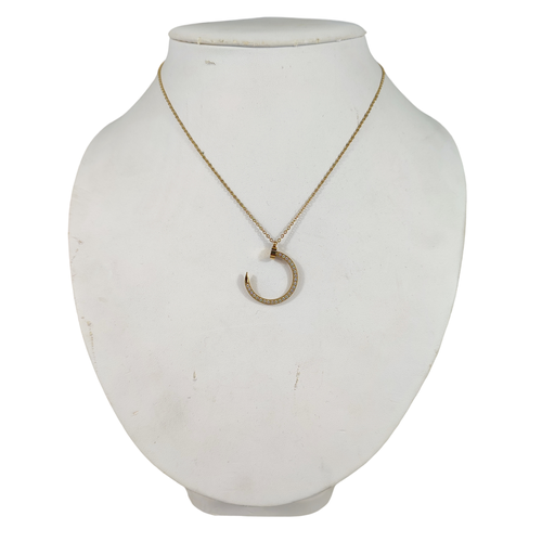 Pendentif avec chane en acier inoxydable dor et strass - Label Emmaus - Modalova