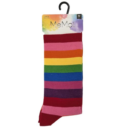 Paire de chaussettes neuves T M 9-11  rayures arc-en-ciel - memoi - Modalova