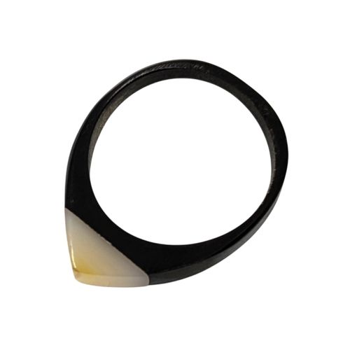 Bague en Rsine Noir et Blanc T 46 - Label Emmaus - Modalova