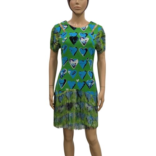 Robe  franges en soie imprim "coeurs" - versace for h&m - Modalova