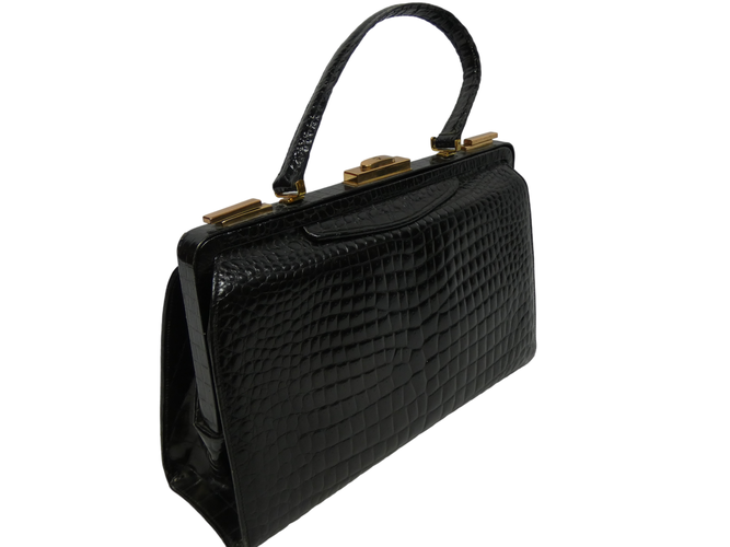 Sac  main en cuir croco style vintage - Label Emmaus - Modalova