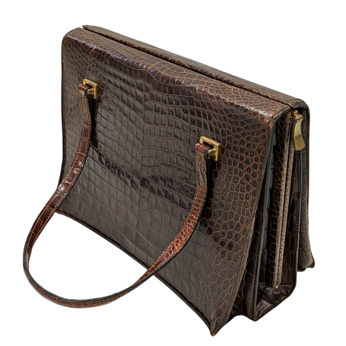 Sac  main rigide en cuir reptile crocodile vintage - non prcis - Modalova