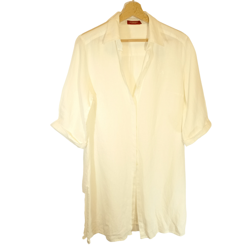 Robe blanche en lin- Burberry- T:42 - burberry - Modalova