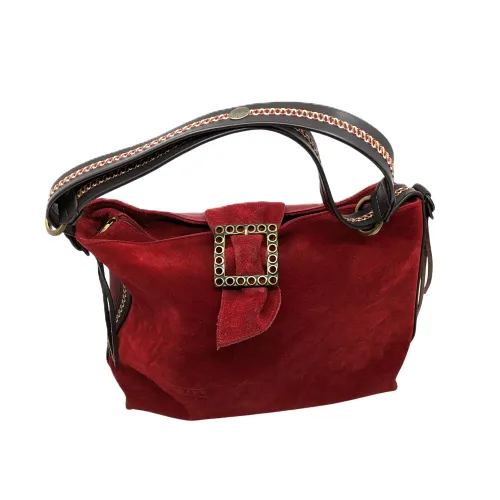 Sac Cuir et Velours Rouge Texier - texier - Modalova